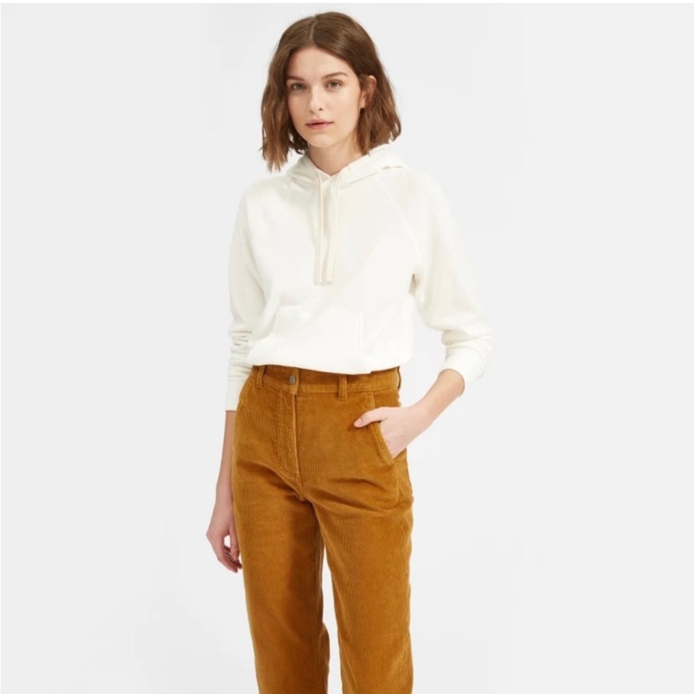 Everlane Lightweight French Terry Shrunken Hoodie White Cotton